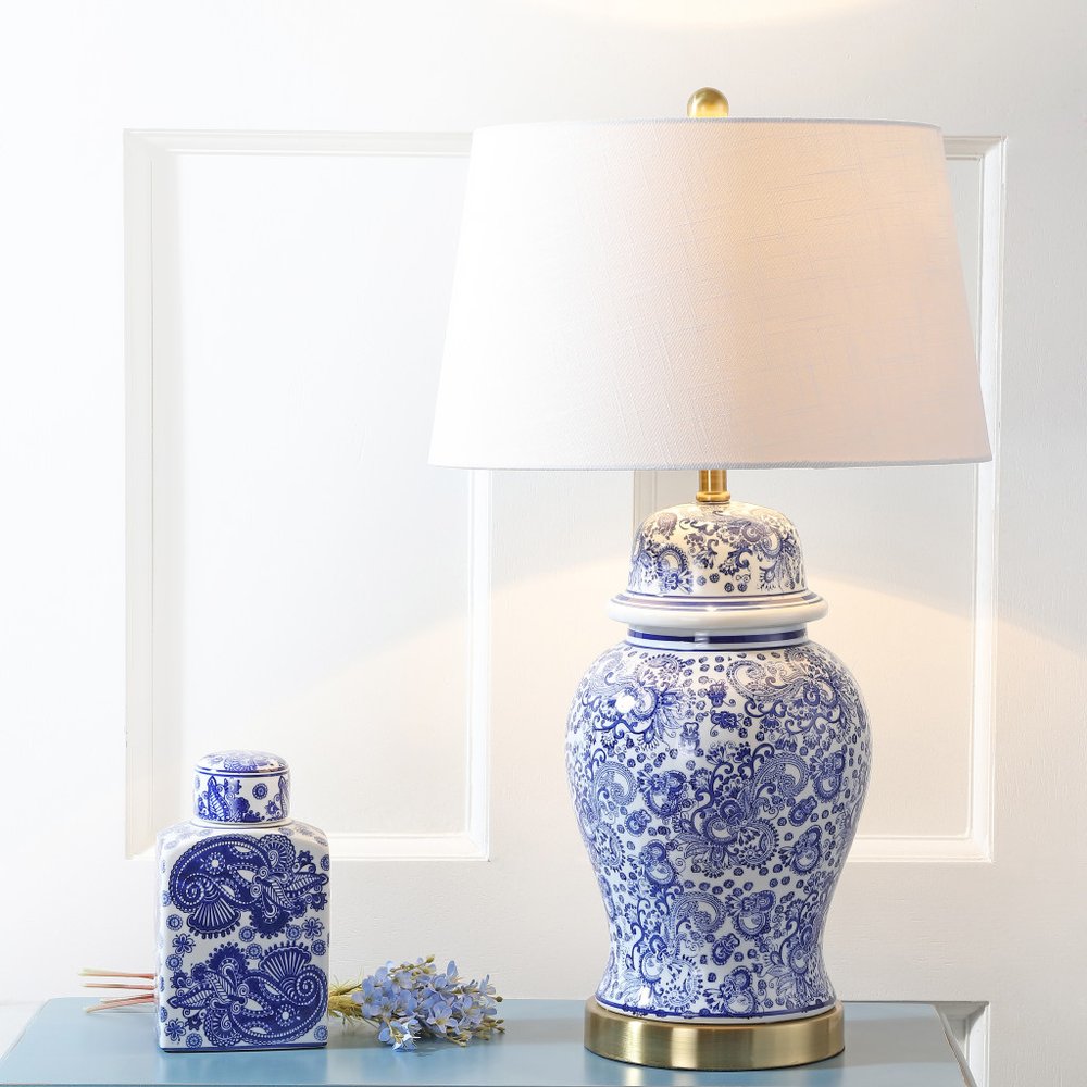 30" Gold Novelty Table Lamp LED With Drum Shade