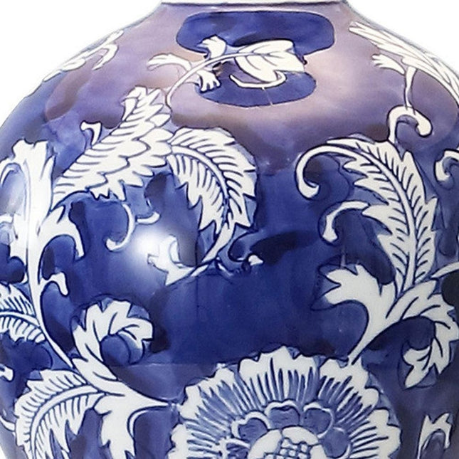 24" Blue Gold And White Urn Bedside Lamp With Empire Shade HomeRoots