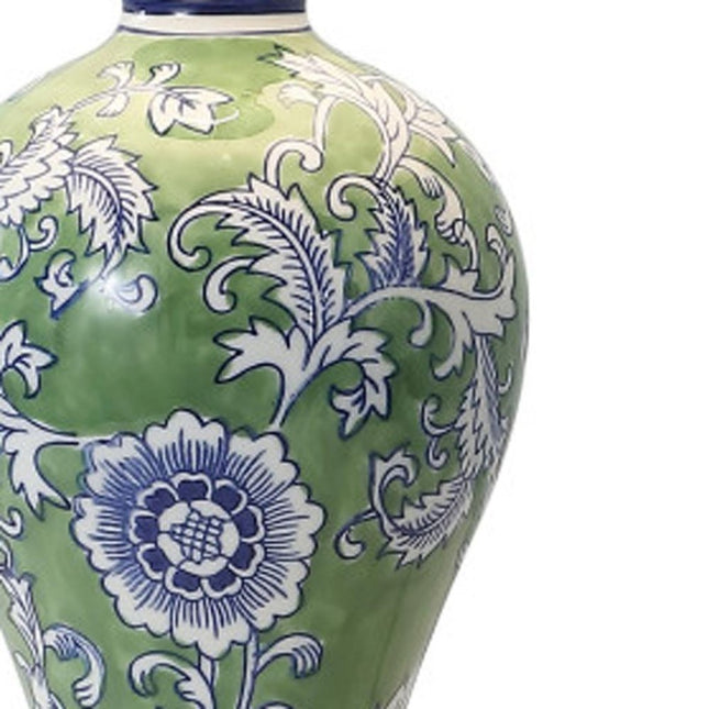 24" Green And Gold Urn Table Lamp With Empire Shade HomeRoots