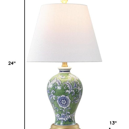 24" Green And Gold Urn Table Lamp With Empire Shade HomeRoots