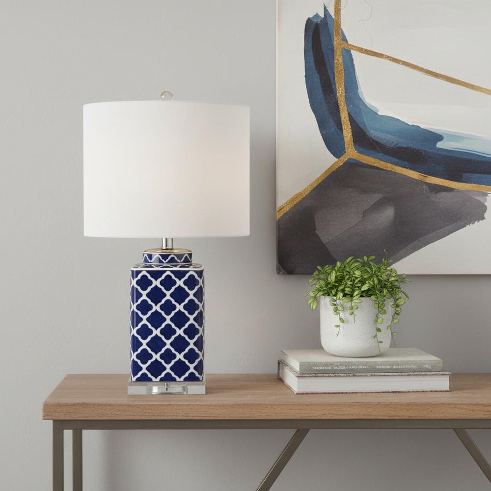 23" Clear Novelty Table Lamp LED With Drum Shade