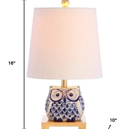 16" Blue Gold And White Novelty Table Lamp With Empire Shade HomeRoots