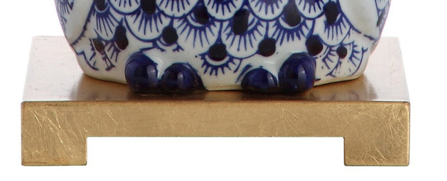16" Blue Gold And White Novelty Table Lamp With Empire Shade HomeRoots