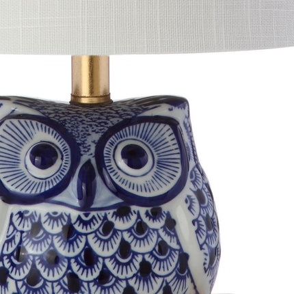 16" Blue Gold And White Novelty Table Lamp With Empire Shade HomeRoots
