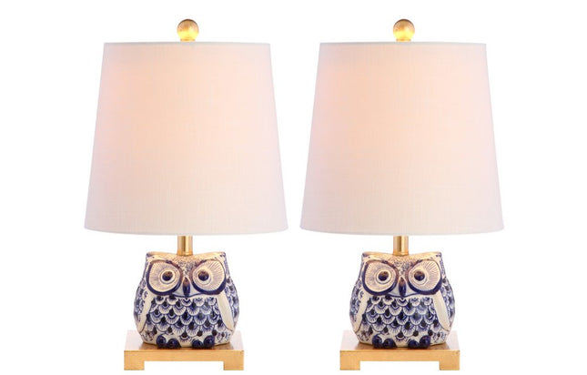 Set of Two 16" Gold Novelty Bedside Lamps With Empire Shades HomeRoots