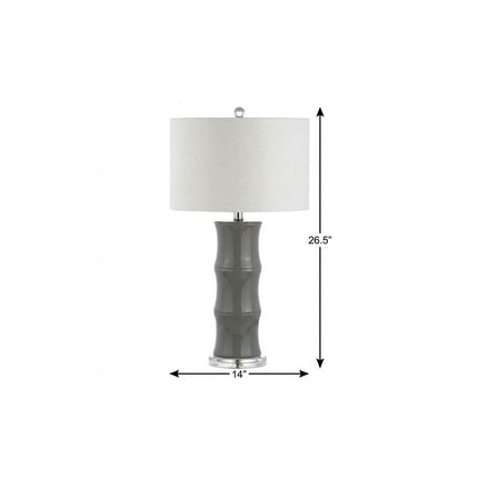 27" Gray And Clear Gourd Bedside Lamp With Drum Shade HomeRoots