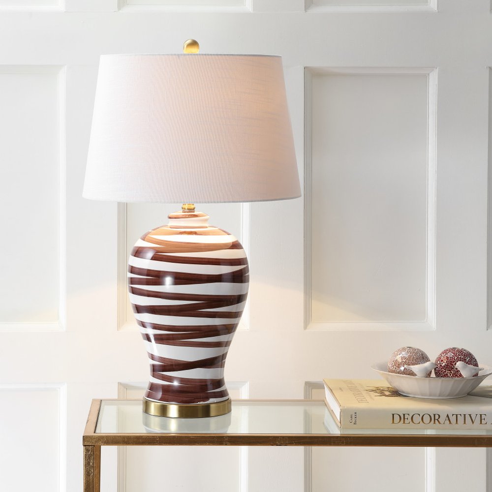 29" Gold Novelty Table Lamp LED With Drum Shade