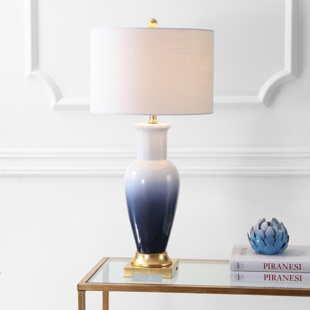 32" Gold Novelty Table Lamp LED With Drum Shade