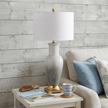 32" Gold Novelty Table Lamp With Drum Shade HomeRoots