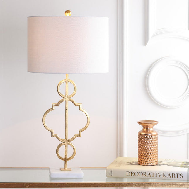 31" White Novelty Table Lamp With Drum Shade HomeRoots