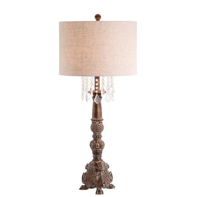 34" Brown Novelty Table Lamp With Drum Shade HomeRoots