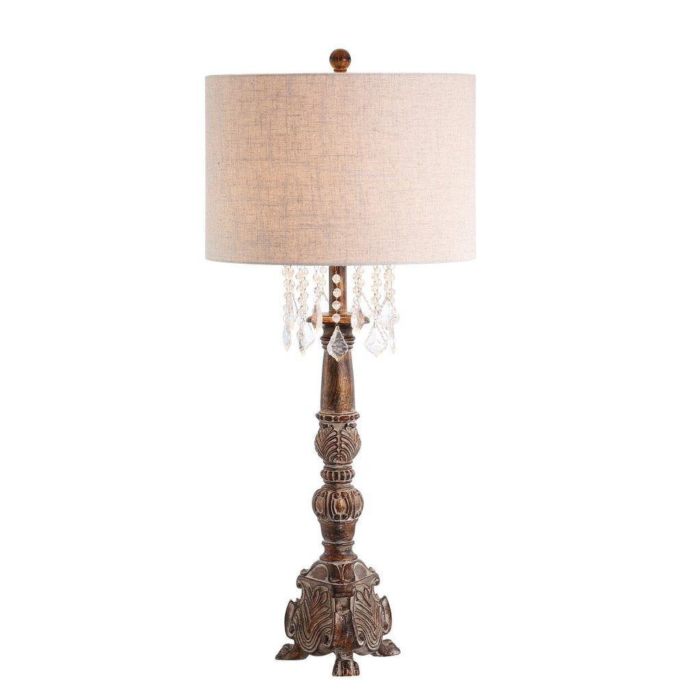 34" Brown Novelty Table Lamp LED With Drum Shade