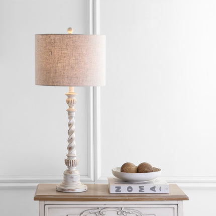 33" White Table Lamp With Drum Shade HomeRoots