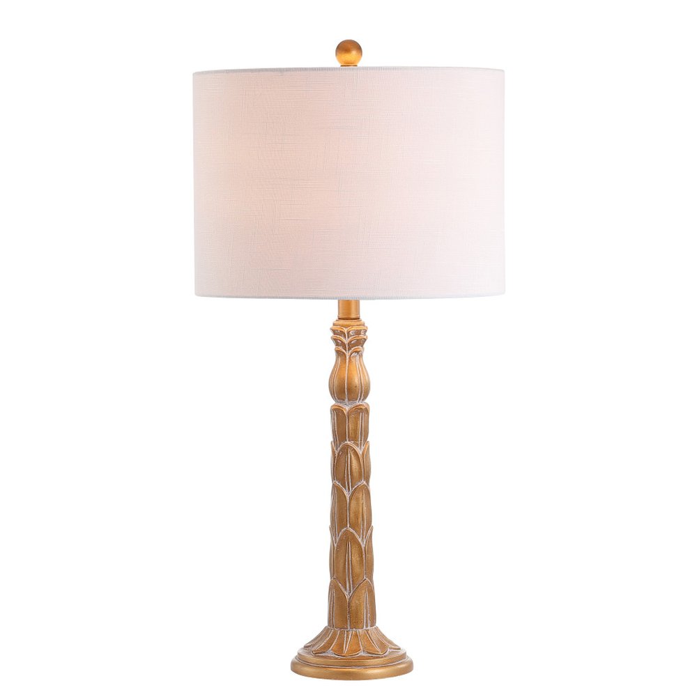 29" Antiqued Gold Novelty Table Lamp LED With Drum Shade