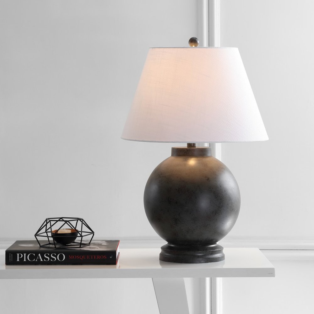 26" Dark Gray Novelty Table Lamp LED With Drum Shade