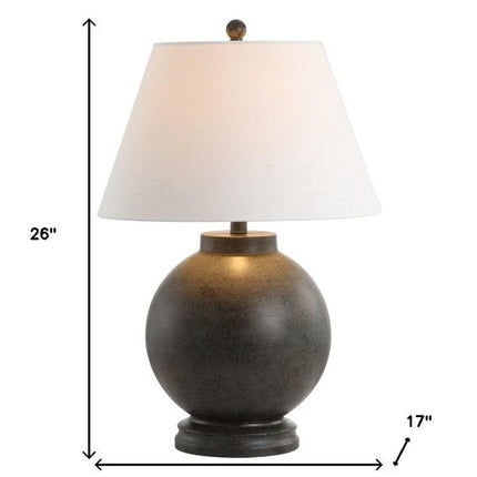 26" Dark Gray Novelty Table Lamp With Drum Shade HomeRoots