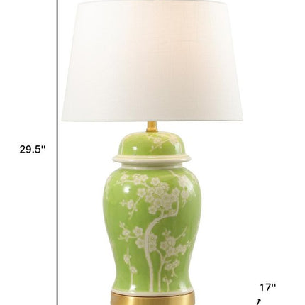 30" Green And Gold Novelty Table Lamp With Empire Shade HomeRoots