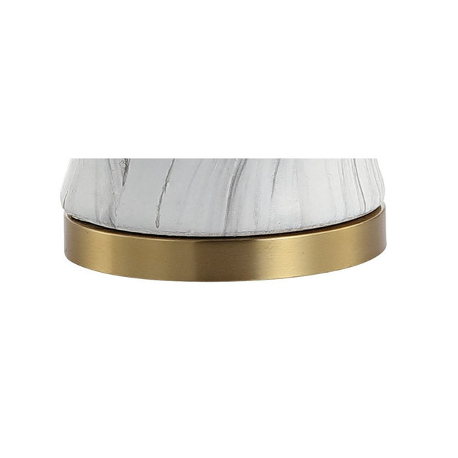 28" Gray White And Gold Urn Table Lamp With Empire Shade