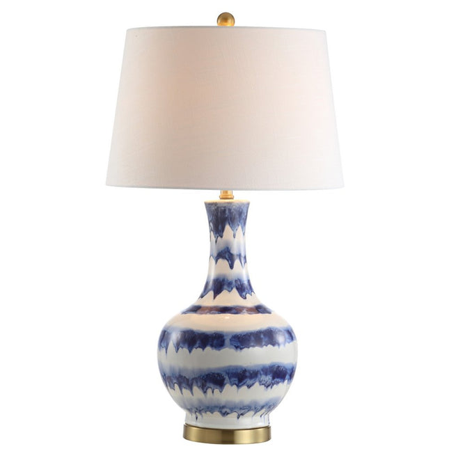 31" Blue White And Gold Novelty Table Lamp With Globe Shade HomeRoots