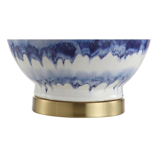 31" Blue White And Gold Novelty Table Lamp With Globe Shade HomeRoots