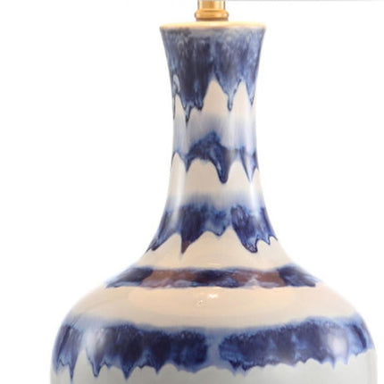 31" Blue White And Gold Novelty Table Lamp With Globe Shade HomeRoots