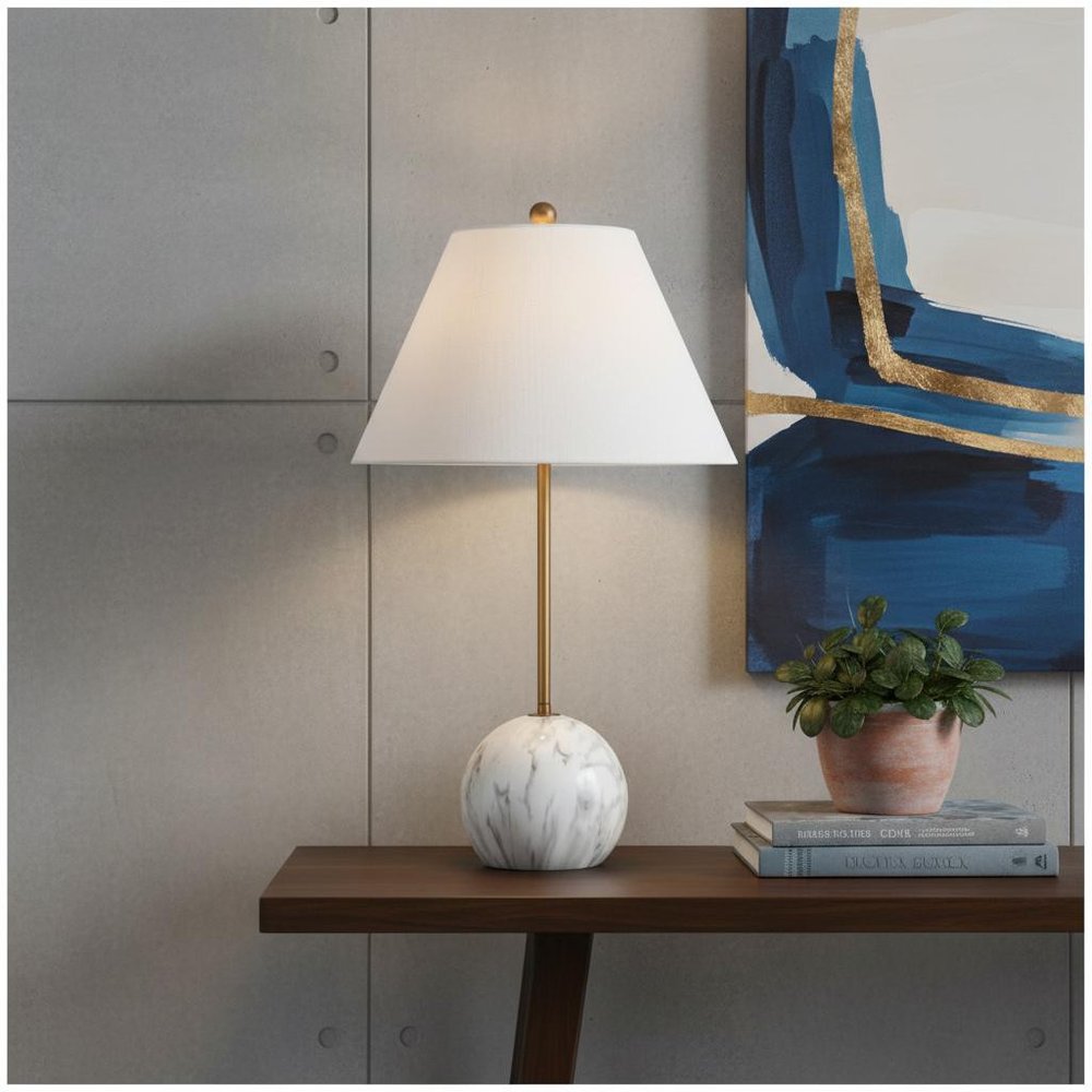 29" White Novelty Table Lamp LED With Globe Shade