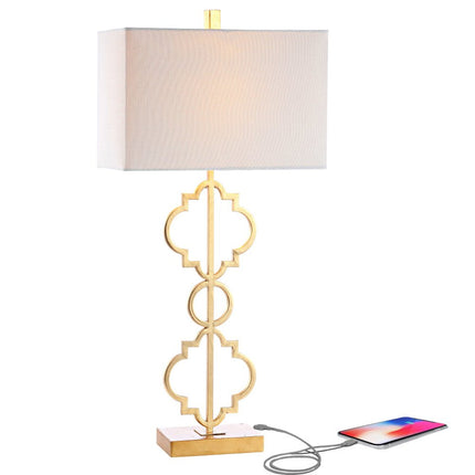 32" Gold Geometric Table Lamp With Shade HomeRoots