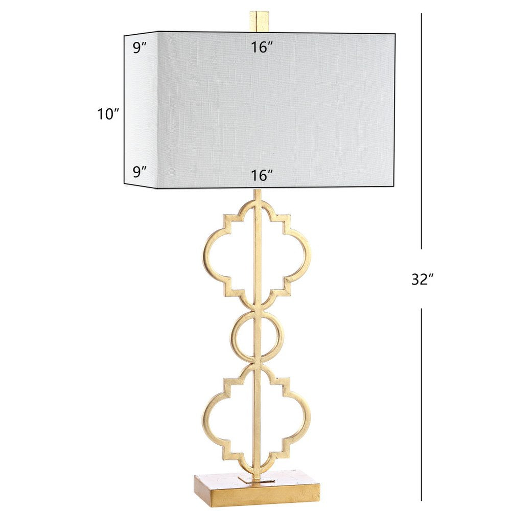 32" Gold Geometric Table Lamp LED With Shade