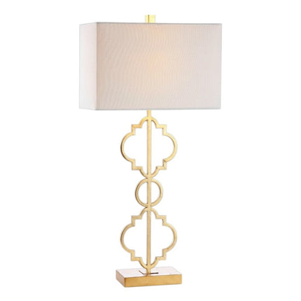 32" Gold Geometric Table Lamp With Shade HomeRoots