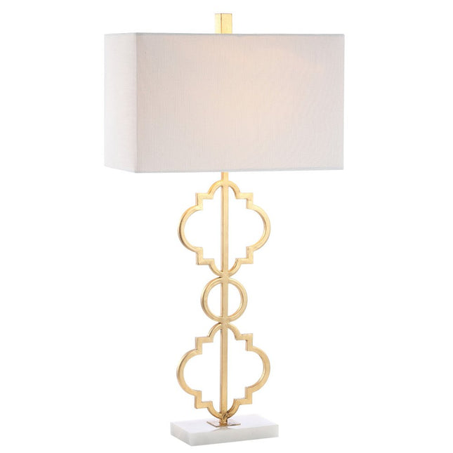 32" White Geometric Table Lamp With Shade HomeRoots