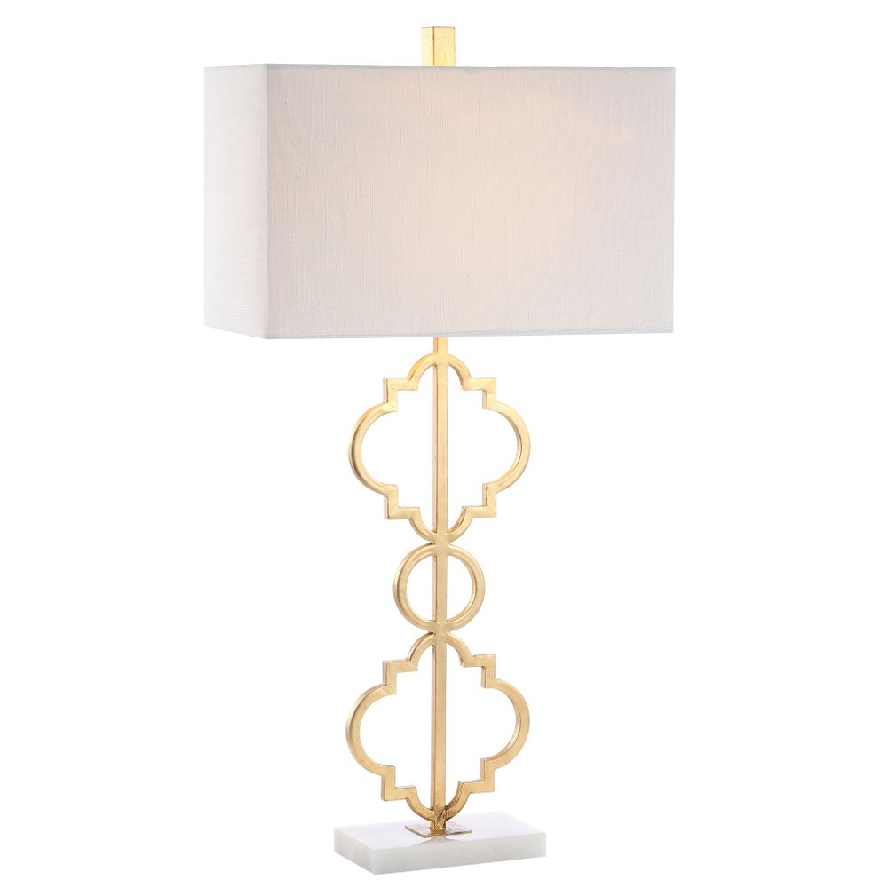 32" White Geometric Table Lamp LED With Shade