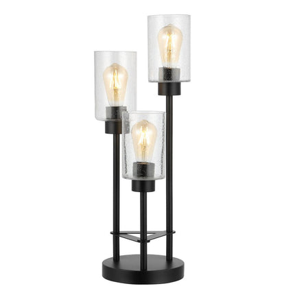 21" Black Three Light Novelty Table Lamp With Cylinder Shade HomeRoots