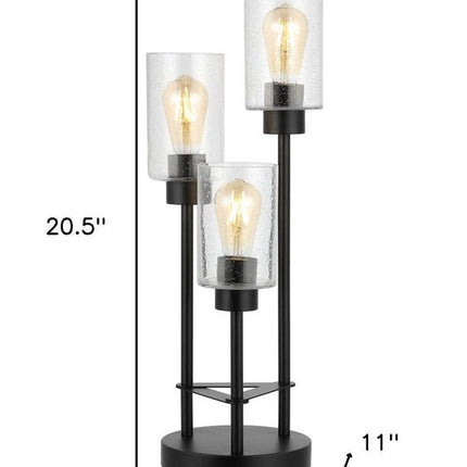 21" Black Three Light Novelty Table Lamp With Cylinder Shade HomeRoots