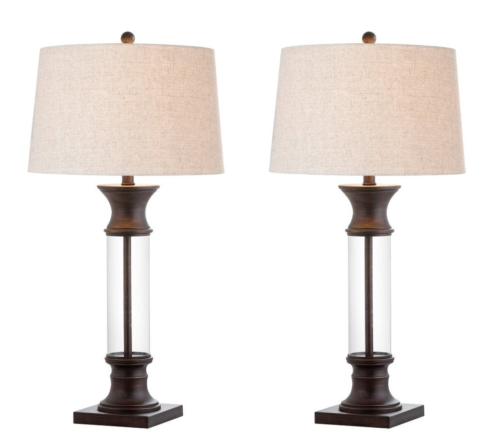 Set of Two 32" Bronze Novelty Table Lamps LED With Drum Shades