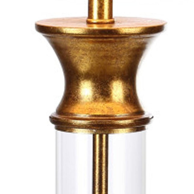Set of Two 32" Gold Novelty Table Lamps With Drum Shades HomeRoots