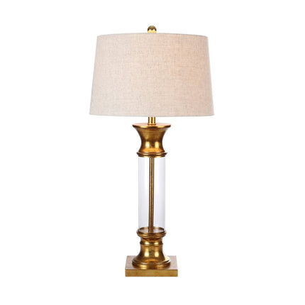 Set of Two 32" Gold Novelty Table Lamps With Drum Shades HomeRoots