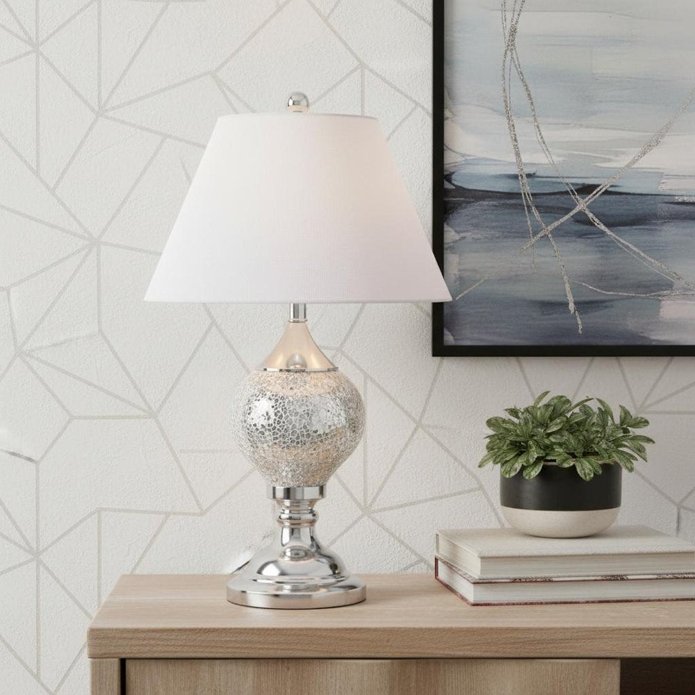 27" Silver Novelty Table Lamp LED With Empire Shade