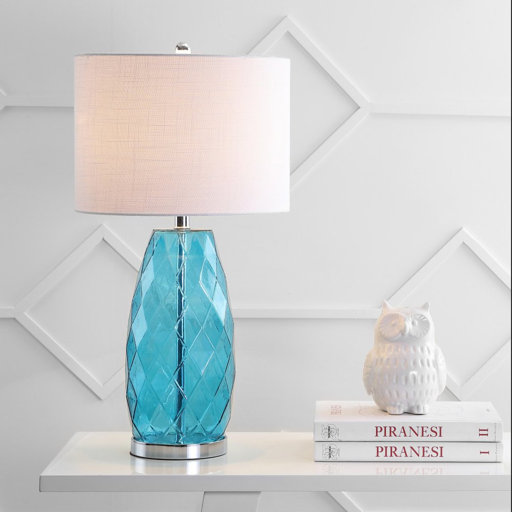 27" Silver Novelty Table Lamp LED With Drum Shade