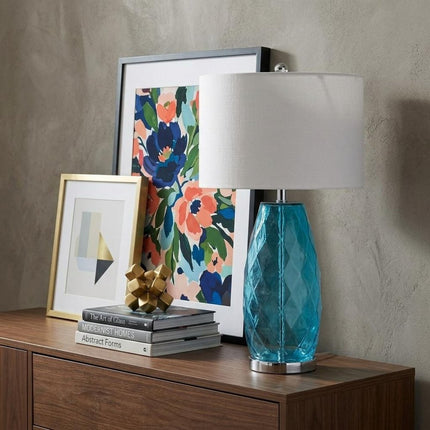 27" Silver Table Lamp With Drum Shade HomeRoots