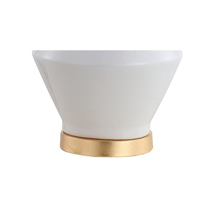 29" White And Gold Novelty Bedside Lamp With Drum Shade HomeRoots