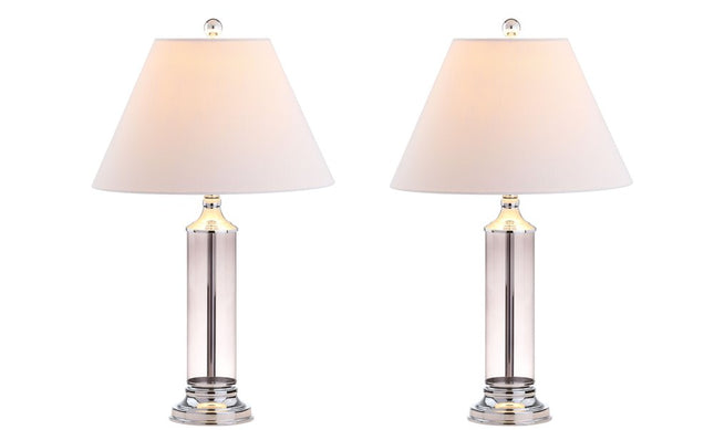 Set of Two 29" Silver Novelty Table Lamps With Empire Shades HomeRoots
