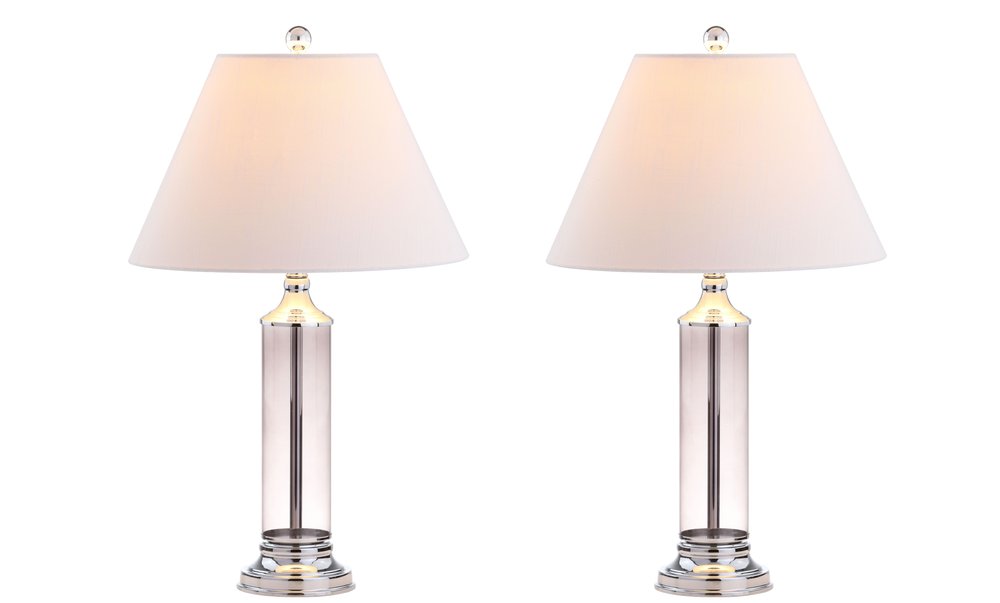 Set of Two 29" Silver Novelty Table Lamps LED With Empire Shades