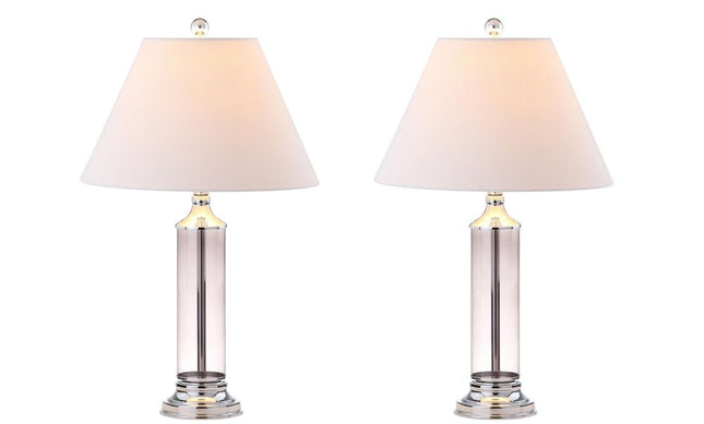Set of Two 29" Silver Novelty Table Lamps With Empire Shades HomeRoots