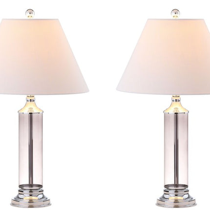 Set of Two 29" Silver Novelty Table Lamps With Empire Shades HomeRoots