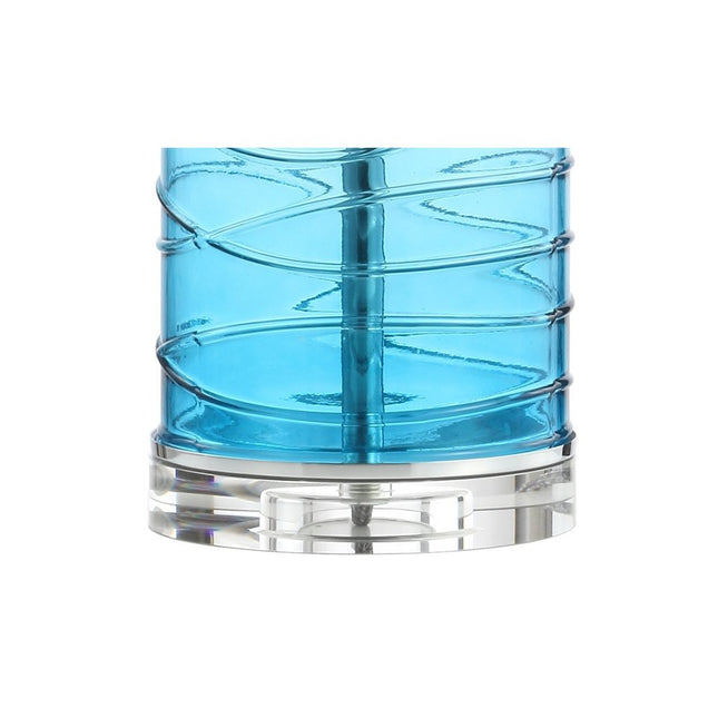 Set of Two 28" Turquoise And Clear Novelty Table Lamps With Drum Shades HomeRoots