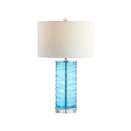 Set of Two 28" Turquoise And Clear Novelty Table Lamps With Drum Shades HomeRoots