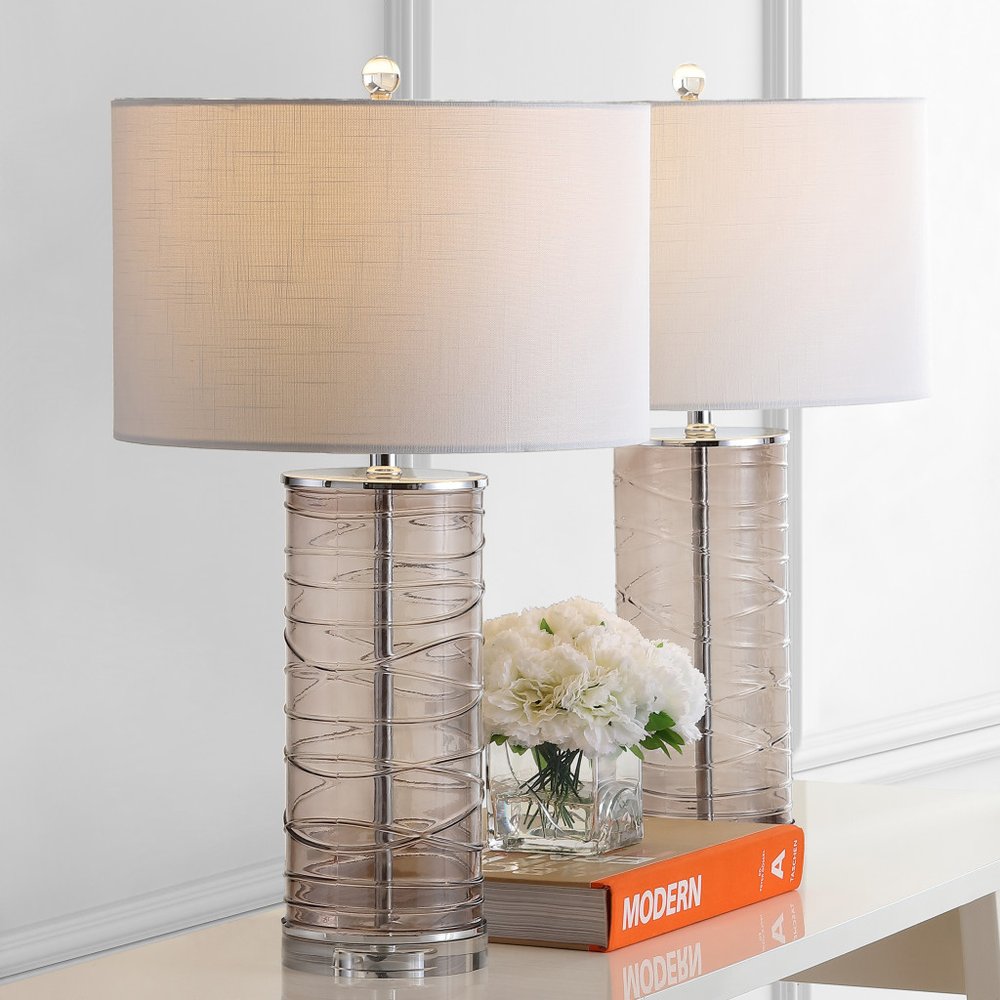 Set of Two 28" Clear Novelty Table Lamps LED With Globe Shades