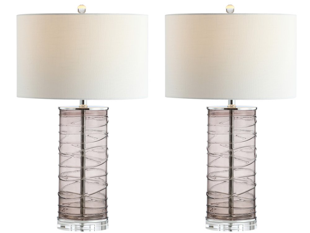 Set of Two 28" Clear Novelty Table Lamps LED With Globe Shades