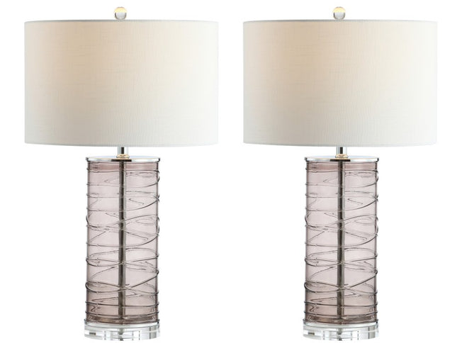 Set of Two 28" Mauve Table Lamps With Drum Shades HomeRoots