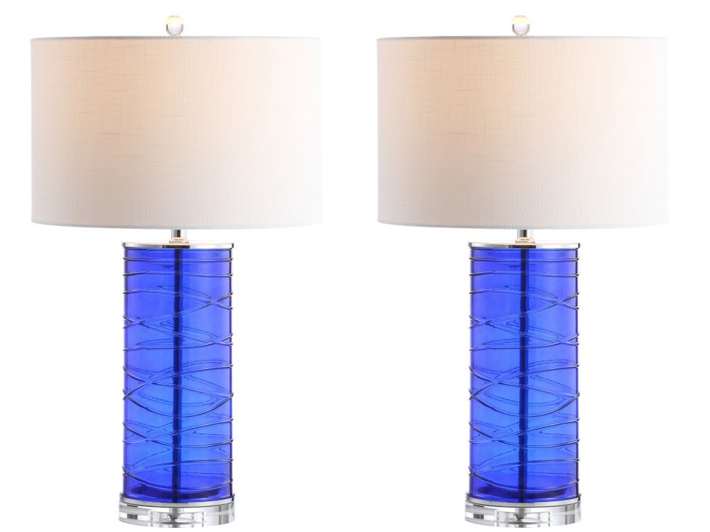 Set of Two 28" Clear Novelty Table Lamps LED With Globe Shades
